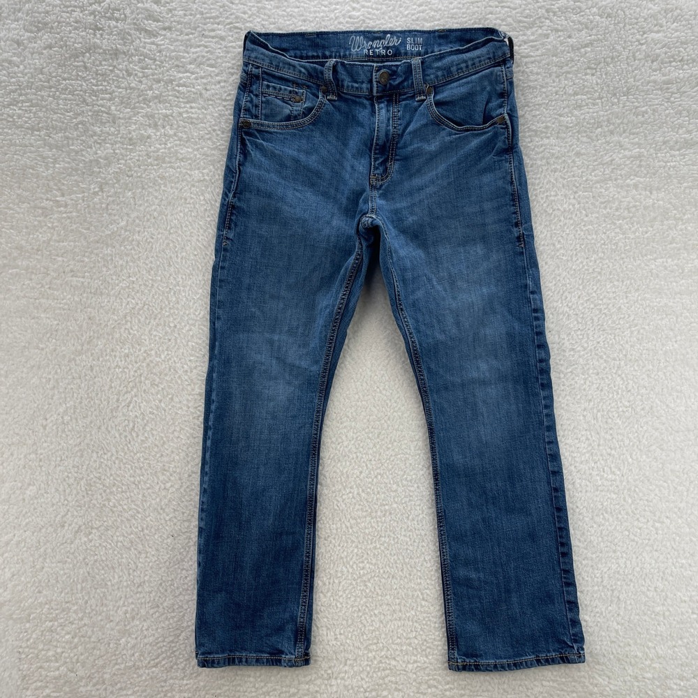 Wrangler Jeans Mens 32x30 Blue Retro Relaxed Slim Boot Medium Wash Cowboy Rodeo